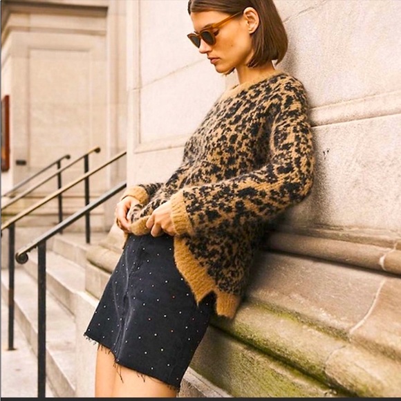 Madewell Sweaters - Madewell leopard print alpaca and wool sweater size large